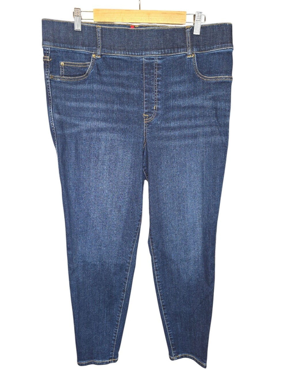 SPANX Jean-ish Ankle Denim Leggings Pull On Dark Wash Indigo Size 2X